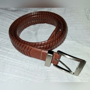 Claiborne Woven Brown Leather Belt